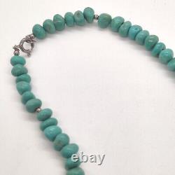 STUNNING! Native American Navajo Turquoise Polished Nugget Silver Bead Necklace