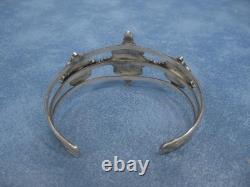 SW Native American Navajo Sterling Silver Turquoise & Coral Cuff Bracelet Signed