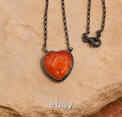 Scott Skeets Navajo Spiny Oyster Heart Sterling Silver Necklace 20 NWT