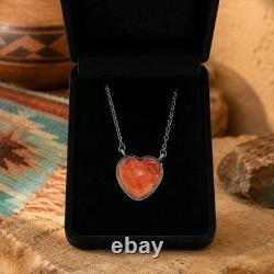 Scott Skeets Navajo Spiny Oyster Heart Sterling Silver Necklace 20 NWT