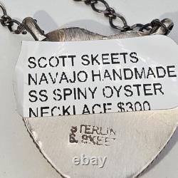 Scott Skeets Navajo Spiny Oyster Heart Sterling Silver Necklace 20 NWT