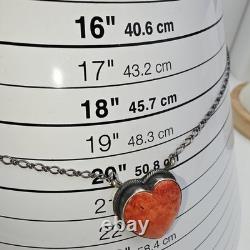 Scott Skeets Navajo Spiny Oyster Heart Sterling Silver Necklace 20 NWT