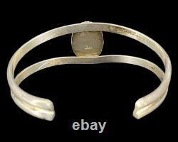 Signed JAG Native American Navajo Turquoise Silver Cuff Bracelet