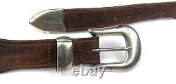 Signed Native American Navajo Silver Leather Concho Vintage Belt 34