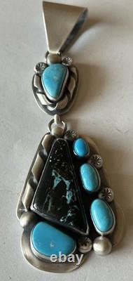 Signed Navajo Jimmy Secatero Rare Nevada Turquoise Pendant