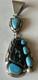 Signed Navajo Jimmy Secatero Rare Nevada Turquoise Pendant