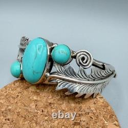 Silver 925 Native American Navajo Turquoise Cuff Bracelet