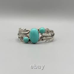 Silver 925 Native American Navajo Turquoise Cuff Bracelet