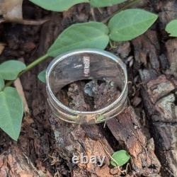 Size 7.5 Native American Navajo Signed Sterling Silver Mosaic Gemstone Ring