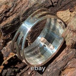 Size 7.5 Native American Navajo Signed Sterling Silver Mosaic Gemstone Ring