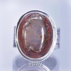 Size 9.25, Native American navajo Sterling 925 silver handmade ring with opal