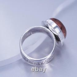 Size 9.25, Native American navajo Sterling 925 silver handmade ring with opal