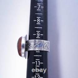 Size 9.25, Native American navajo Sterling 925 silver handmade ring with opal