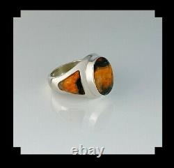 Sleek Native American Bumble Bee Jasper Ring Size 9 1/2