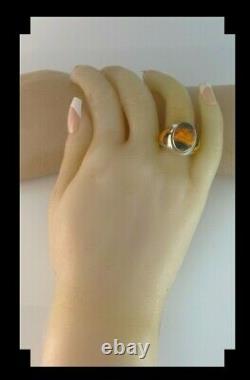 Sleek Native American Bumble Bee Jasper Ring Size 9 1/2