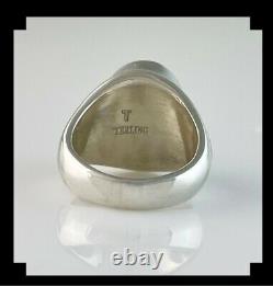 Sleek Native American Sterling and White Buffalo Ring Size 8