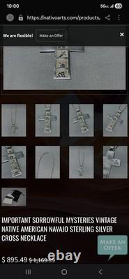 Sorrowful Mysteries Vtg Native American Navajo Sterling Necklace Roger John