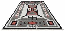 Southwest Native American Indian Boho Ganado Navajo Wool Rug Two Grey Hill Rugs