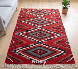 Southwest Navajo Kilim Wool Rug Handwoven Native American Aztec Large Area Rug
