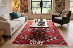 Southwest Navajo Kilim Wool Rug Handwoven Native American Aztec Large Area Rug Southwest Navajo Kilim Wool Rug Handwoven Native American Aztec Large Area Rug