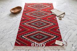 Southwest Navajo Kilim Wool Rug Handwoven Native American Aztec Large Area Rug Southwest Navajo Kilim Wool Rug Handwoven Native American Aztec Large Area Rug