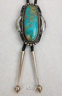 Southwestern Native American Navajo Royston Turquoise Sterling Silver Bolo Tie