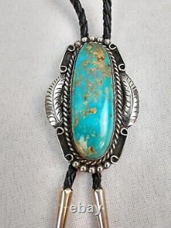 Southwestern Native American Navajo Royston Turquoise Sterling Silver Bolo Tie