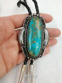 Southwestern Native American Navajo Royston Turquoise Sterling Silver Bolo Tie