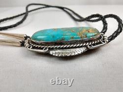 Southwestern Native American Navajo Royston Turquoise Sterling Silver Bolo Tie