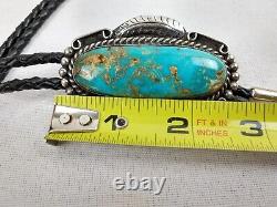 Southwestern Native American Navajo Royston Turquoise Sterling Silver Bolo Tie