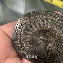 Southwestern Native American Navajo Sterling Silver Hammered Concho Belt Buckle