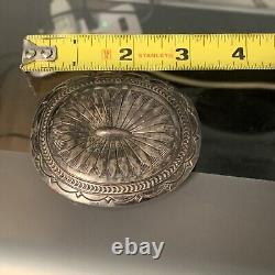 Southwestern Native American Navajo Sterling Silver Hammered Concho Belt Buckle