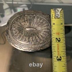 Southwestern Native American Navajo Sterling Silver Hammered Concho Belt Buckle