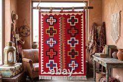 Southwestern Navajo Ganado Rug Handmade Antique Native American Wool Large Rugs