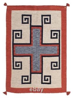 Southwestern Navajo Kilim Wool Rug Handwoven Native American Aztec Wool Area Rug
