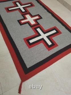 Southwestern Navajo Kilim Wool Rug Handwoven Native American Aztec Wool Area Rug
