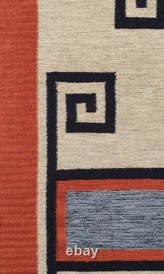 Southwestern Navajo Kilim Wool Rug Handwoven Native American Aztec Wool Area Rug