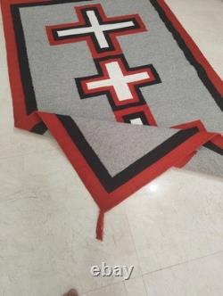 Southwestern Navajo Kilim Wool Rug Handwoven Native American Aztec Wool Area Rug