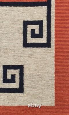 Southwestern Navajo Kilim Wool Rug Handwoven Native American Aztec Wool Area Rug
