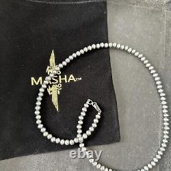 Southwestern Navajo Pearls 5mm Sterling Silver Bead Necklace 16-32 S429