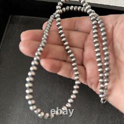 Southwestern Navajo Pearls 5mm Sterling Silver Bead Necklace 16-32 S429