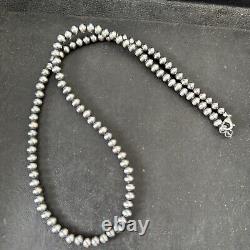 Southwestern Navajo Pearls 5mm Sterling Silver Bead Necklace 16-32 S429