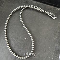 Southwestern Navajo Pearls 5mm Sterling Silver Bead Necklace 16-32 S429