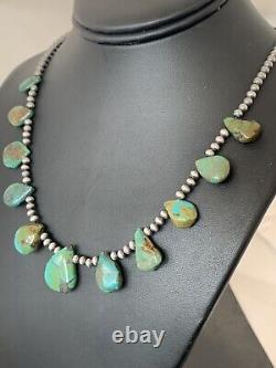 Southwestern Navajo Pearls Sterling Silver Royston Turquoise 20 Necklace 00484