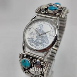 Spencer Navajo Sterling Silver Native American Turquoise Watch