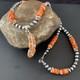 Spiny Oyster & Opal Leaf Pendant Navajo Pearls Sterling Silver Necklace 11380