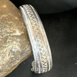 Stamped Cuff Bracelet Native American Navajo Sterling Silver 18120