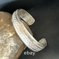 Stamped Cuff Bracelet Native American Navajo Sterling Silver 18120