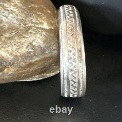 Stamped Cuff Bracelet Native American Navajo Sterling Silver 18120