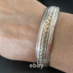 Stamped Cuff Bracelet Native American Navajo Sterling Silver 18120